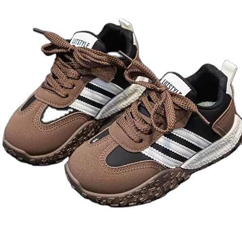 أحذية رياضية غير رسمية للجنسين للأولاد والبنات . Unisex Boys Girls High Quality PU Leather Casual Sneakers