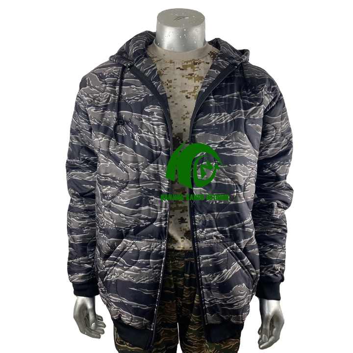 Kango New Design Color Black Tiger Stripe BTS Camo Woobie Hoodie Pullover Jacket Woobie Hoodie Zipper 