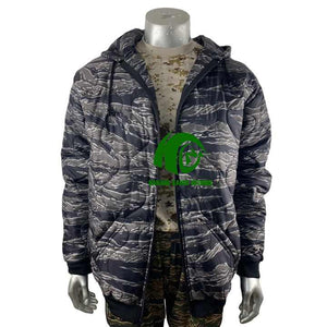 Kango New Design Color Black Tiger Stripe BTS Camo Woobie Hoodie Pullover Jacket Woobie Hoodie Zipper 