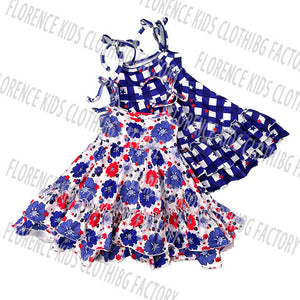 DH ODM موضة مريحة حلوة برمة نمط الأزهار المطبوعة بلا أكمام تصميم فستان أطفال للبنات 4th من جولي DH ODM Fashion Comfortable Sweet Floral Print Pattern Sleeveless Design Baby Girls Dress 4th Grade by Julie