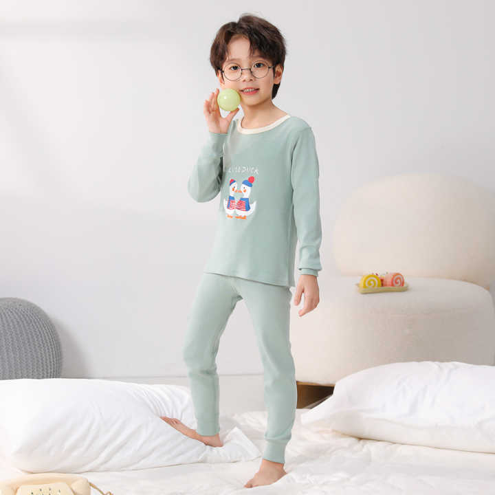 طقم بيجامة صبي كاجوال ناعم بنمط مطبوع من القطن والربيع والصيف بالجملة Wholesale Spring Summer Soft Casual Printed Pattern Cotton Boys Pajama Set