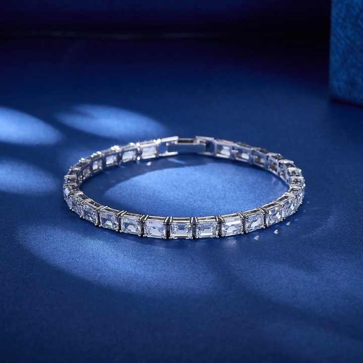 Plated Cubic Zirconia Tennis Chain Bracelet 