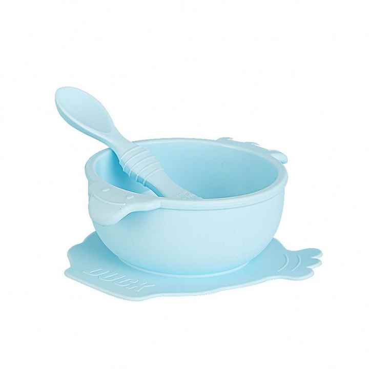 Wholesale Supplies Dinnerware Baby Products BPA Free Soft Suction Spoon Silicone Plate Baby Bowl Waterproof Baby Bibs 