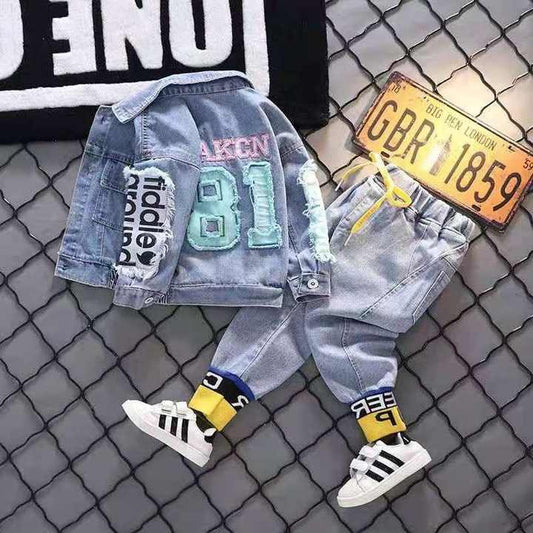 2021 Spring Autumn Boys Denim Jeans Suit Kids 