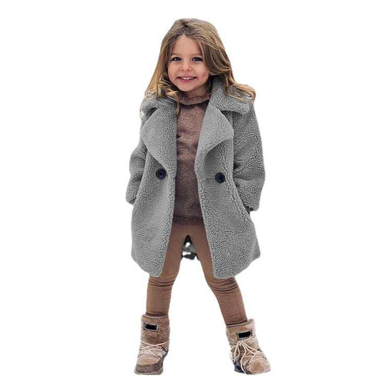 Warm Clothing Kids Girl Lapel Overcoat-Winter Clothes 