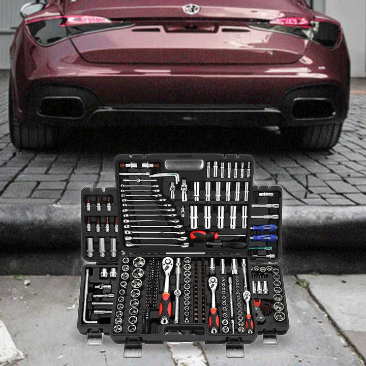 Portable 1-Piece Auto Repair Tool Kit, Heavy Duty Steel Socket Wrench and Hand Tools with Customizable OEM Fit 