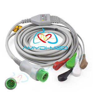 كابلات مورِّدي Ecg طبية متوافقة مع Ekg متوافقة مع مقطع 5 قطع رصاص من Mindray كابل Ecg 12 دبوس Medical ECG Cables Compatible with Mindray 5-Lead Clip 12-Pin ECG Cable