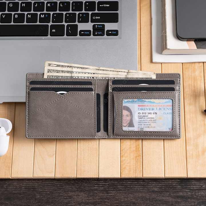 Men's Vintage Embossed Logo Bifold Card Wallet 