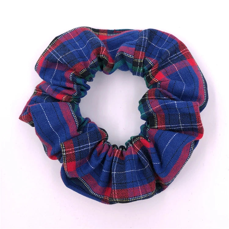 Checked Hair Scrunchie Bands for Girls