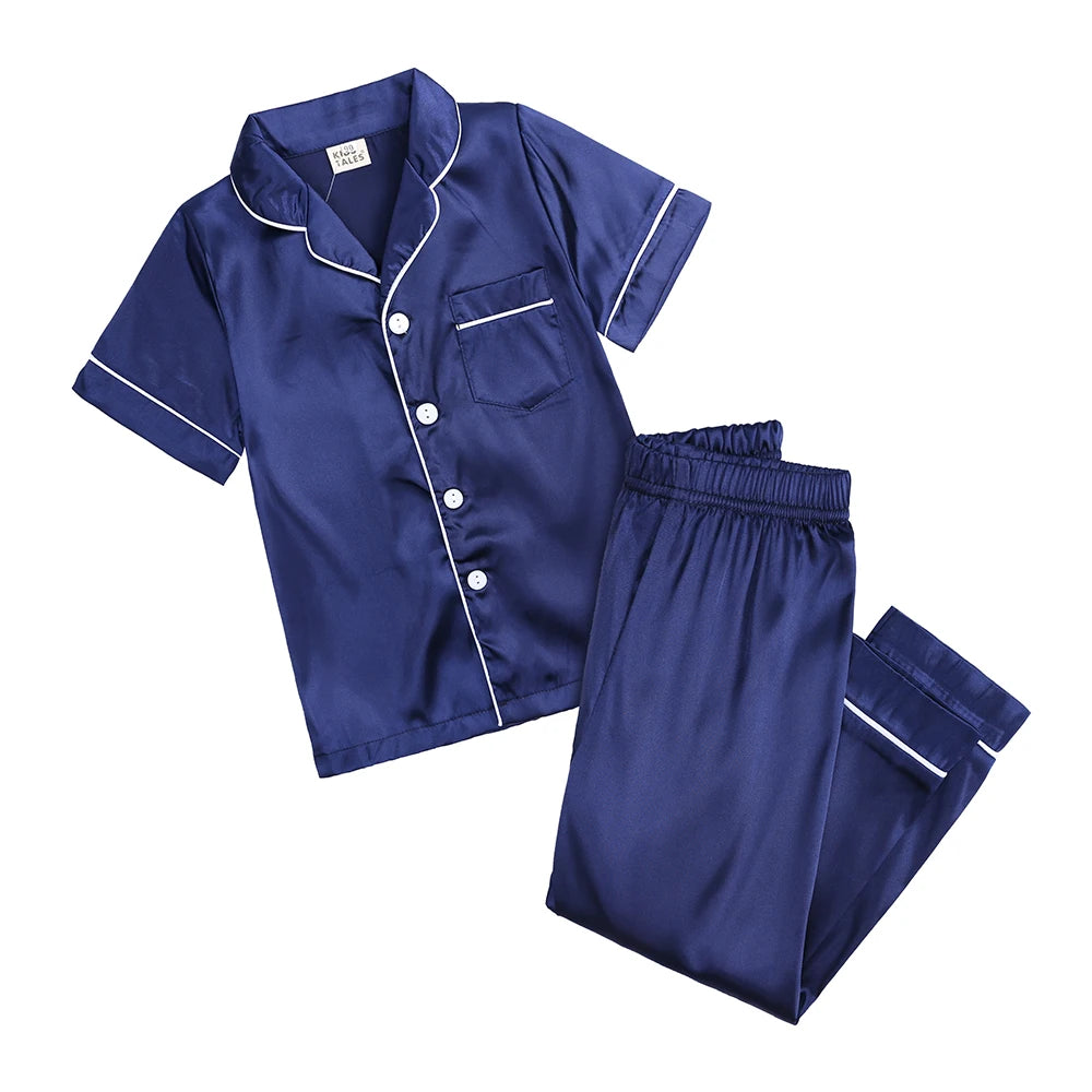 Long sleeve silk pajamas for children