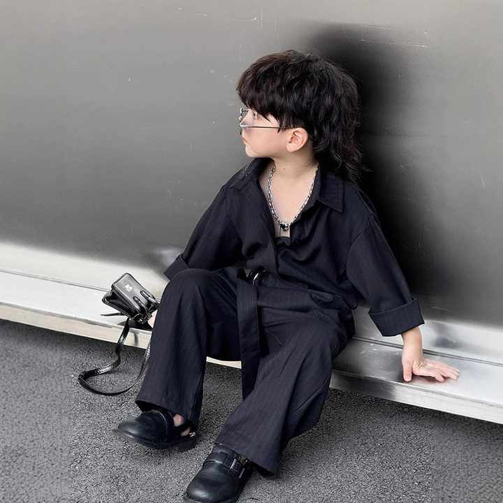 Style with Stripe Pattern Children Clothes- Boys' Casual Shirt Set 