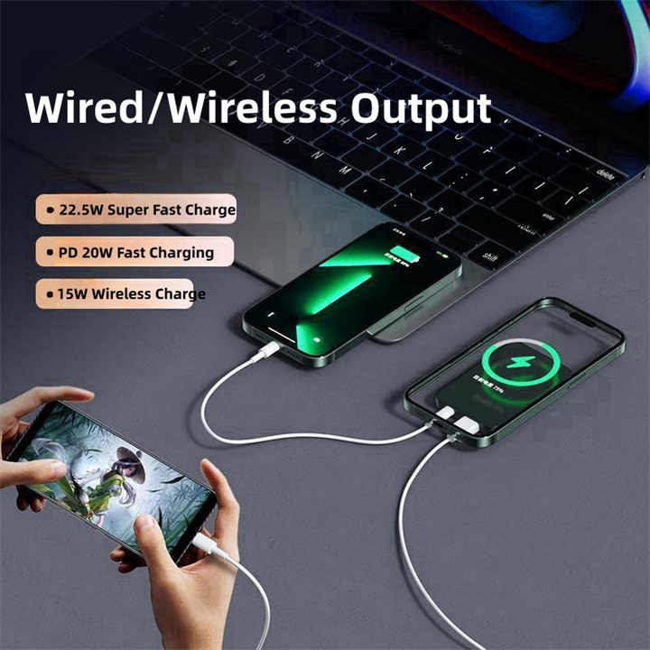 بنك طاقة لاسلكي مغناطيسي . Power Bank, Slim and