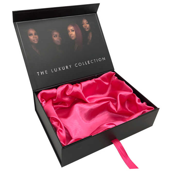 Custom Logo Luxury Ribbon Hair Extension Box. 