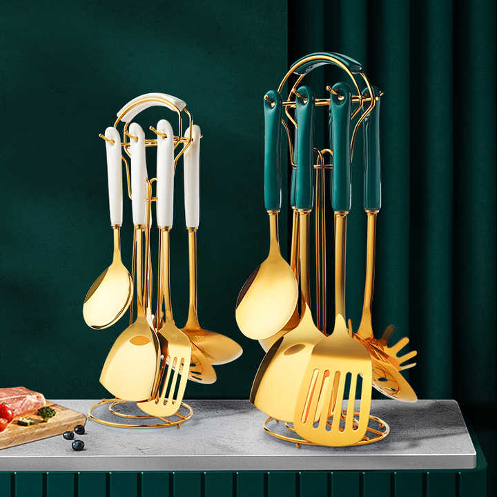 اكسسوارات المطبخ الذهب المواقد السيراميك  Accessories Gold Ceramic Cookware Set