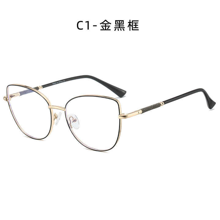 2024 Women's Cat Eye Glasses Classic Stainless Steel Metal Spring Hinges Anti-Blue Ray Optical Frame Eyeglasses 