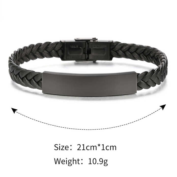 Hot Sale Simple Design Black Leather Men's Bracelet 
