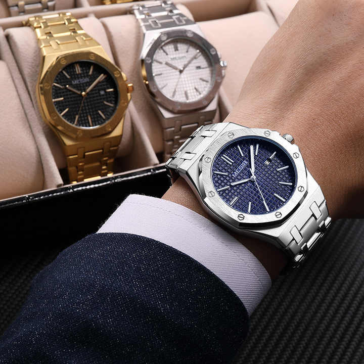 ساعة MEGIR 1085 الفاخرة للرجال الكلاسيكية . MEGIR 1085 Luxury Men's Classic Stainless Steel