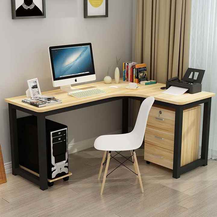 Metal computer desk with wood frame 