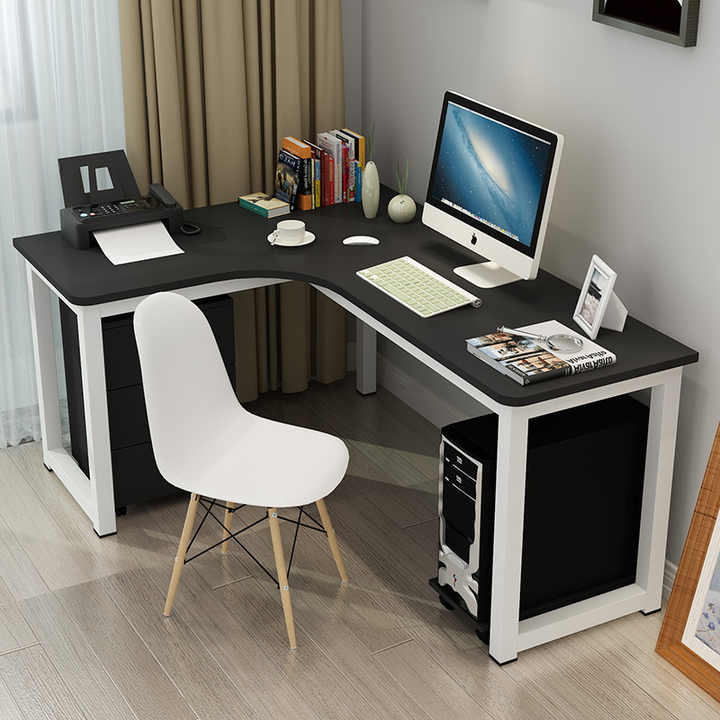 Metal computer desk with wood frame 