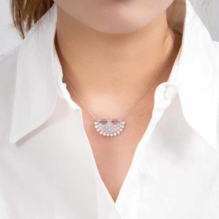 طقم مجوهرات إسلامية ذات طراز جذاب من الزركون ، أقراط وقلادة من اللؤلؤ ، مجموعات مجوهرات عصريةAttractive Style Islamic Jewelry Set Zircon Pearl Earrings and Necklace Fashion Jewelry Sets