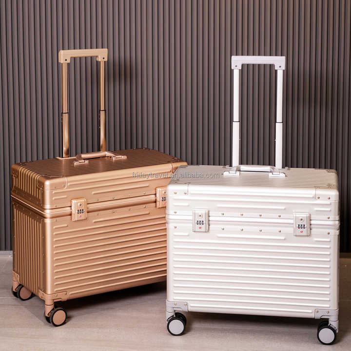 High quality durable aluminum luggage bag with suitcase compartment with hard plate trolley and lock