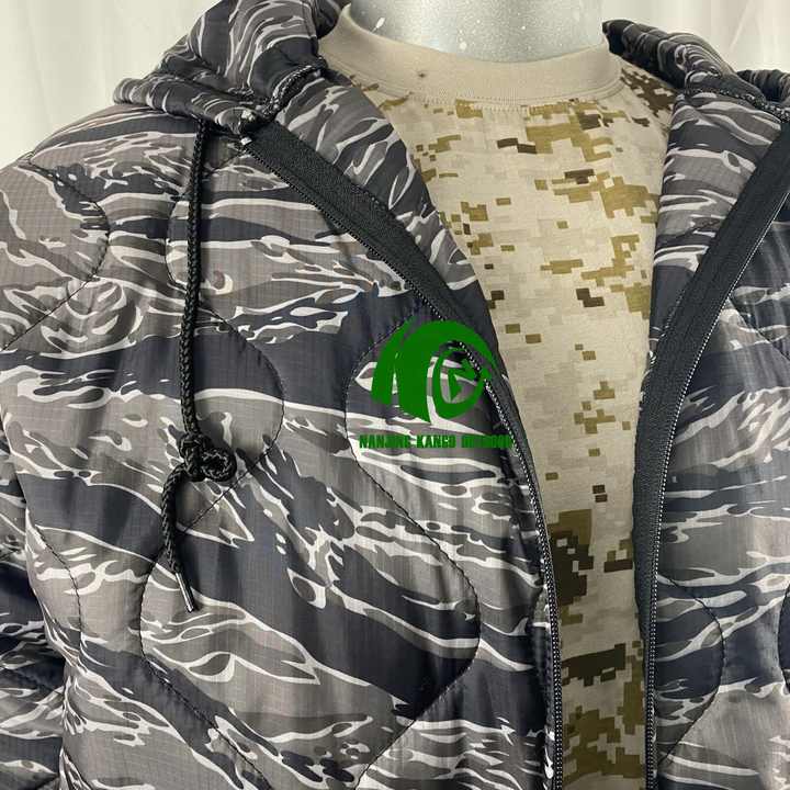 Kango New Design Color Black Tiger Stripe BTS Camo Woobie Hoodie Pullover Jacket Woobie Hoodie Zipper 