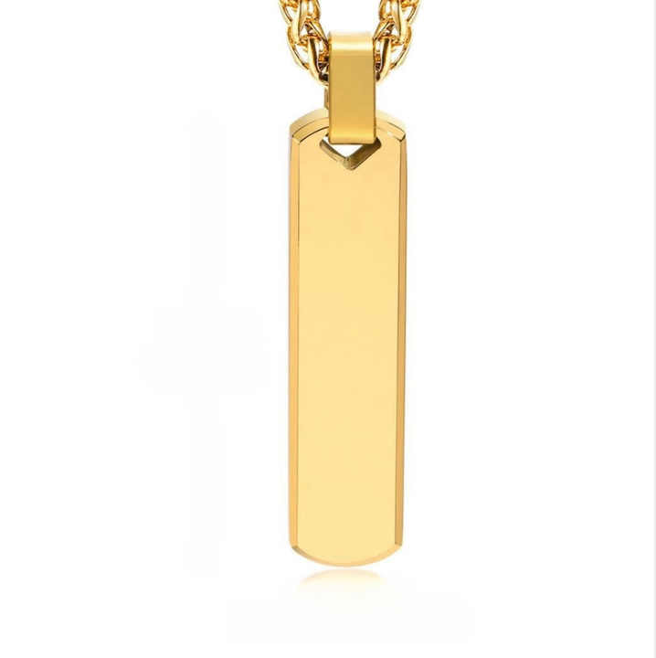 Simple Stainless Steel 3D Rectangle Necklace 