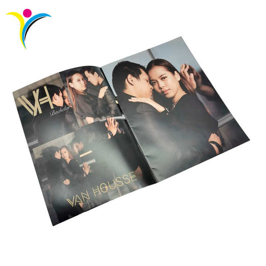 A4 Custom Fashion Magazine Brochure Printing Saddle Magazine Novels Template 