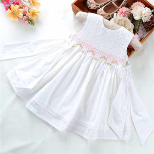 Made Princess Wedding Cotton Kids Clothe- White Christian Dresses for Little Girls 