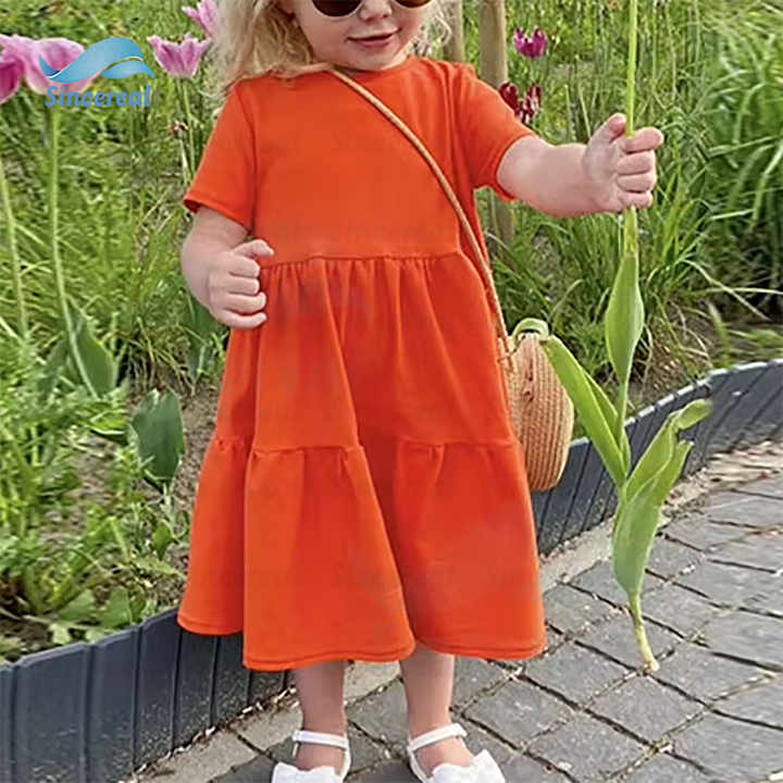 Custom Comfortable Stretch Elegant Summer One Piece Skirt Mother and Daughter Cotton Linen Family Matching Dress 