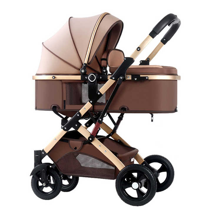 High-view baby stroller can sit and lie down, portable, foldable, two-way shock-absorbing baby stroller 
