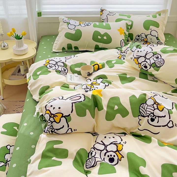 Skin-friendly quilted cotton students quilt set 4-piece set 