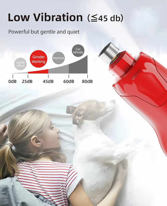 مطحنة أظافر كلاب هادئة- (45 ديسيبل) مطحنة . Quiet Dog Nail Grinder - (45dB) 6 Speed Grinder with 2