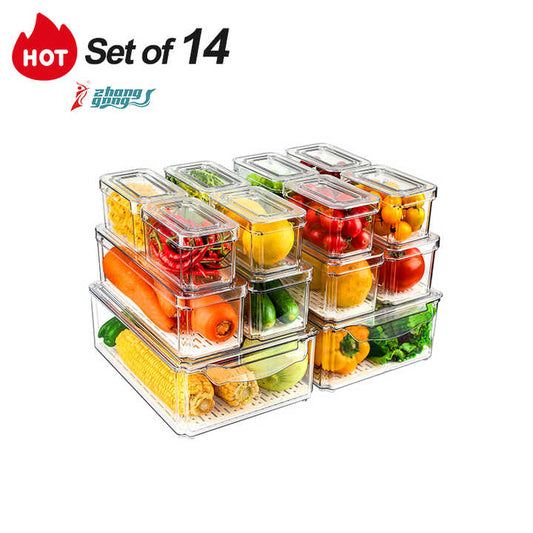 14 Pack BPA-Free Home Storage Airtight Plastic Stackable Dry Food Cereal Containers 