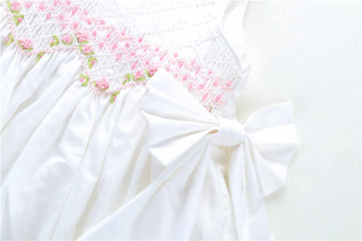 Made Princess Wedding Cotton Kids Clothe- White Christian Dresses for Little Girls 