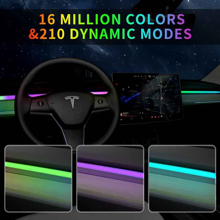 مجموعة الإضاءة المحيطة لسيارة تسلا الطراز . Ambient Lighting Kit for Tesla Model 3/Y with Switch,