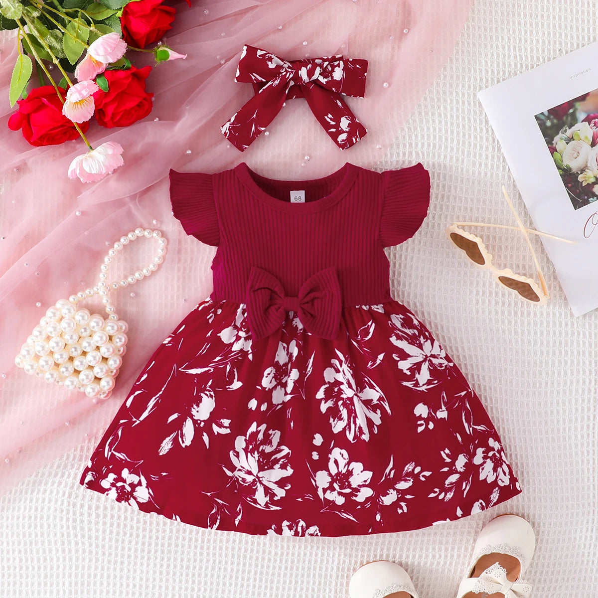 Little Girl Sweet Bow Fly Sleeve Dress Baby 