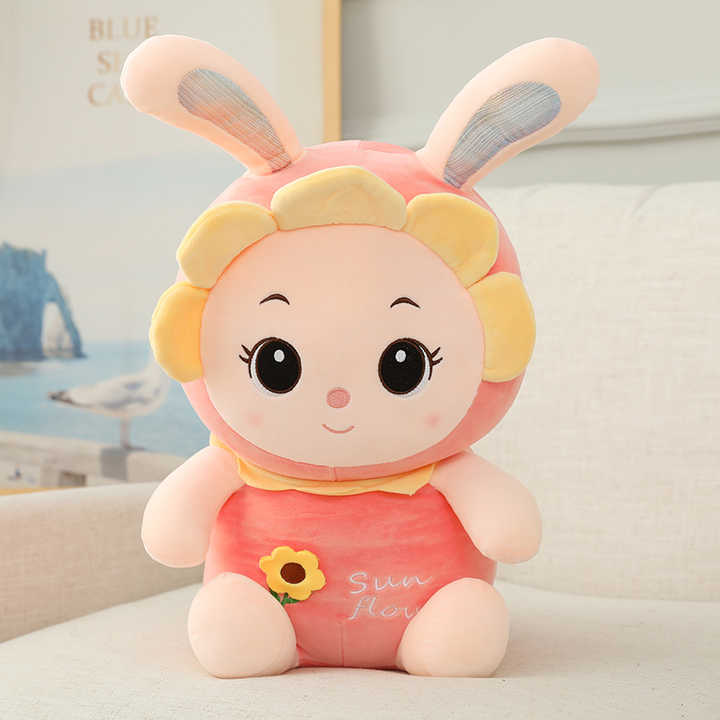Comfortable Rabbit Baby Sleeping Pillow Sunflower Factory Supply Green Pink Purple Soft Touch Cute Baby Pillow 