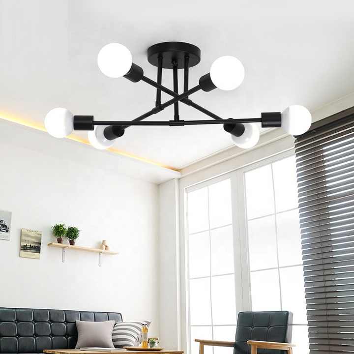 Simple antique six-head ceiling lamp molecular 