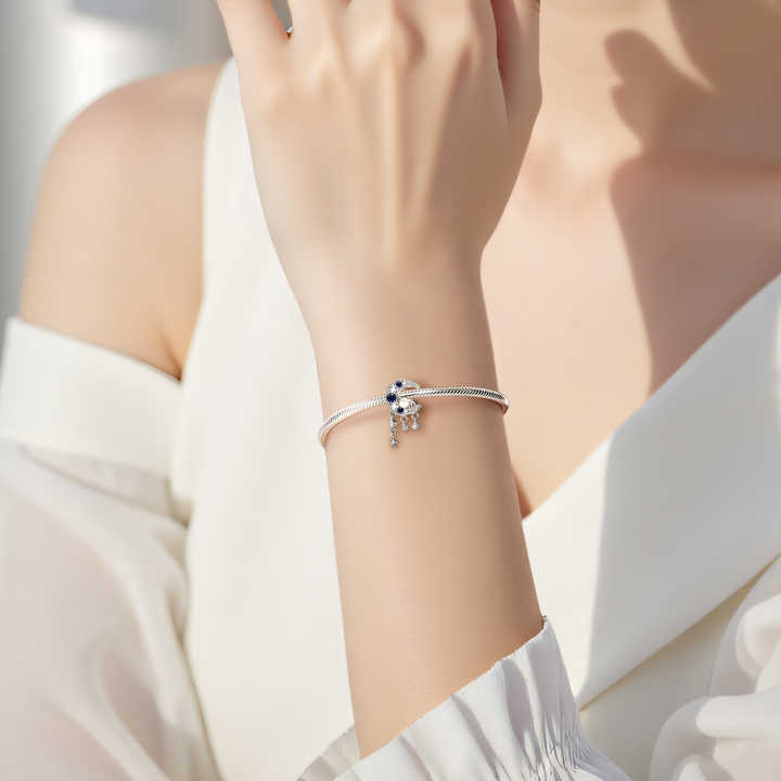 Women DIY Bracelet Charm Necklace Jewelry - Original Silver Moon Cradle Charm