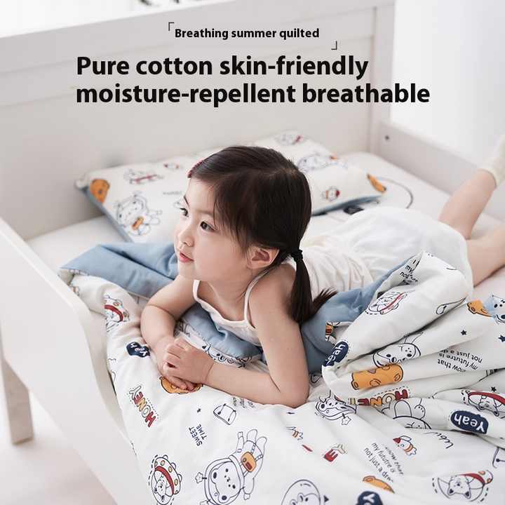 North American Children's Pure Cotton Summer Quilt Cool Lightweight Knitted Washable Air-conditioned Kindergarten Spring Quilt 