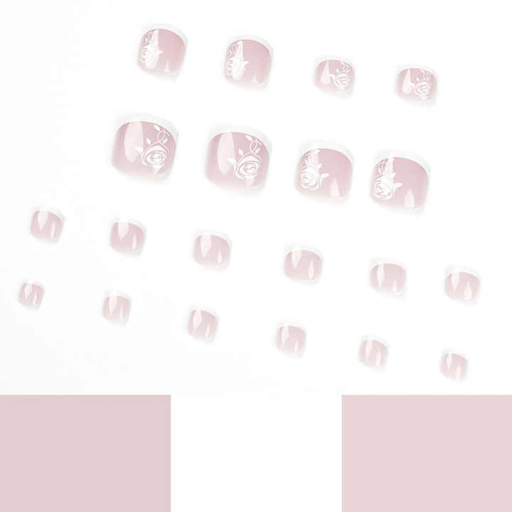 Creative French Toe Nail Design Rose Print Luxury 