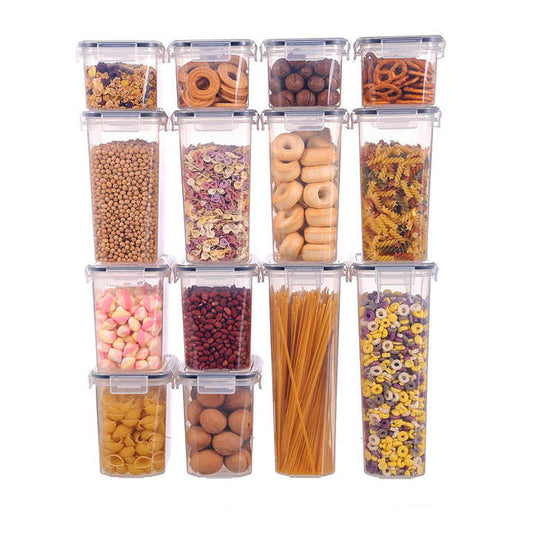 14pcs Plastic Household Kitchen Tools Organizer Multi-purpose Food Storage Container Lentils Pantry Storage 