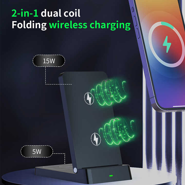 Foldable wireless smartphone charger for mobile phone. 