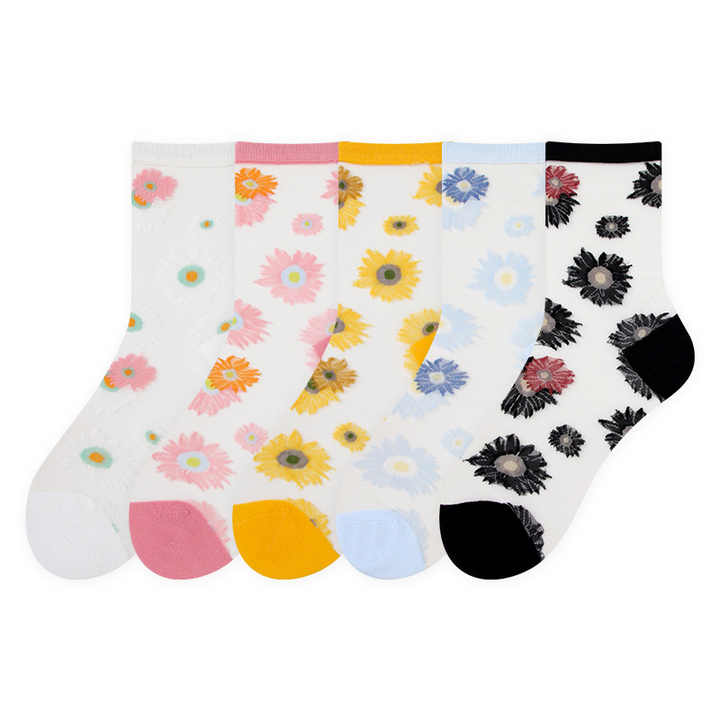 Spring Summer Japanese Glass Silk Women's Fashion Crystal Silk Mid-Length Breathable Stockings