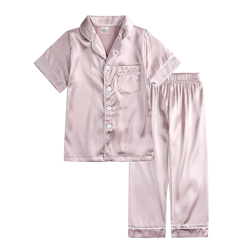 Long sleeve silk pajamas for children