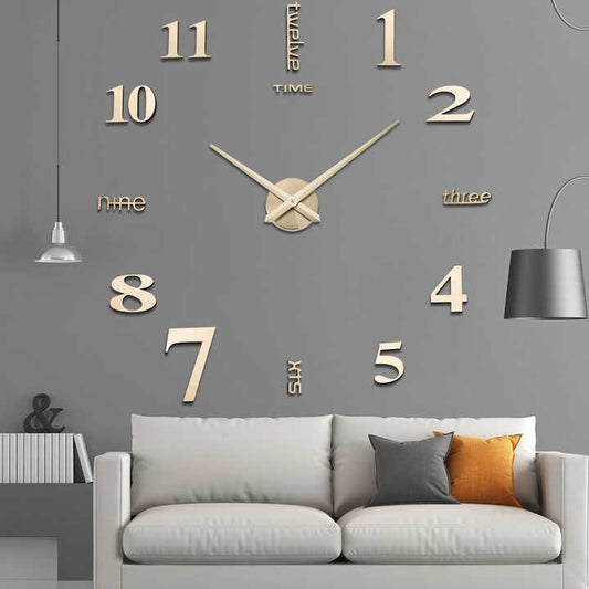 Large Antique Frameless Modern Home Wall Clock Metal 