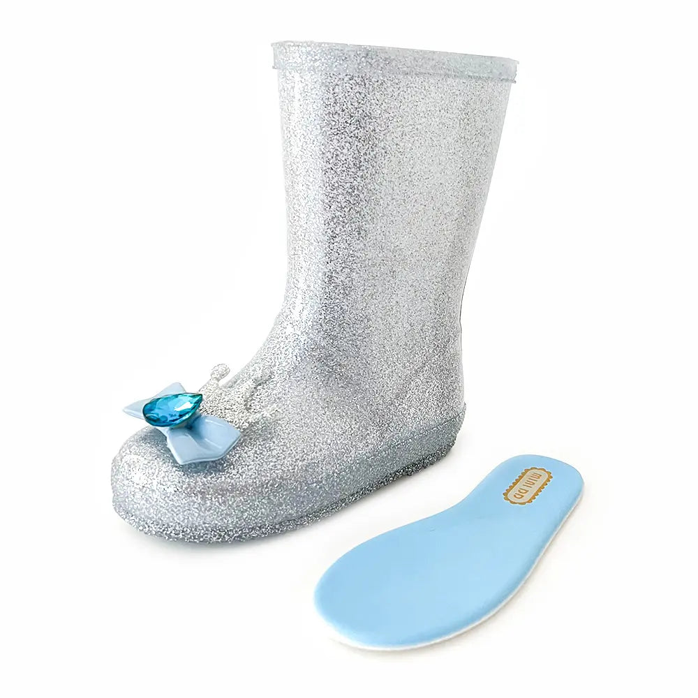 Summer Kids Fancy Glitter Princess Jelly Boot for Children Diamond Bow Frozen Water Shoes for Baby Girl Midi Rain Boots 