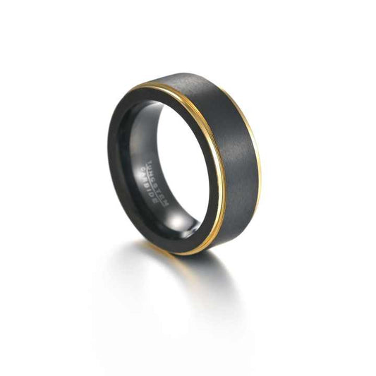 Men's Black Gold Hot Tungsten Steel Ring 