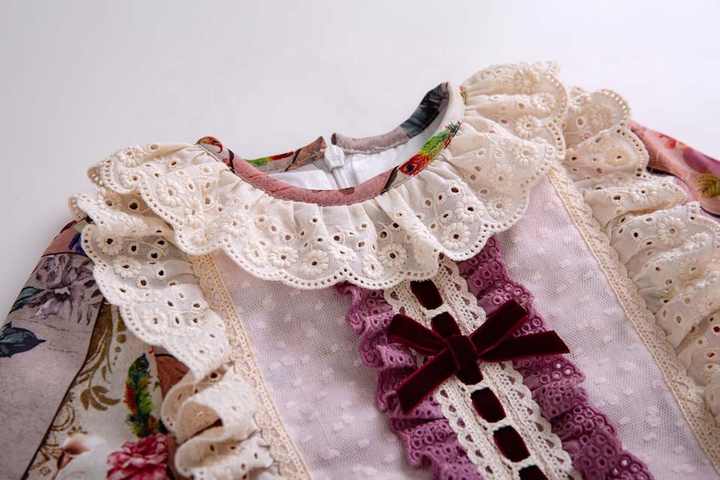 OEM Pettigirl Girls Floral Dress With Bow-Collar Model 